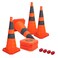 Sunnyglade 4Pack 28 inch Collapsible Traffic Cones with LED Light Multi Purpose Pop up Reflective Safety Cone Orange x4