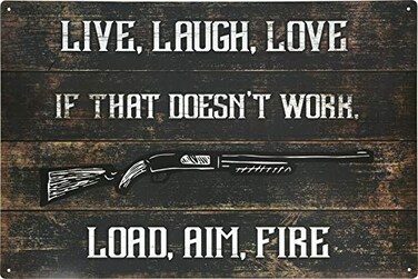 Hillman 844673 Live Laugh LoveLoad Aim Fire Sign Aluminum 12x18 inches