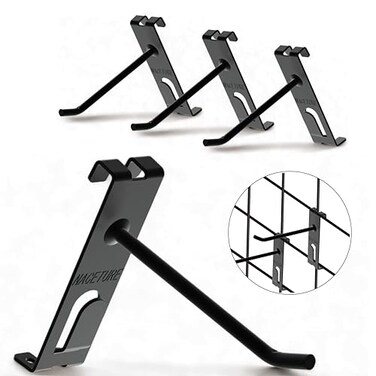 NACETURE Double Gridwall Hooks 24 Pcs Display Hooks for Grid Wall Panel Grid Wall Hooks 4 inch with Extra Hook On The Bottom Durable Peg Hook Wall Grid Panel Hooks for Hanging Retail Gridwall Accessor