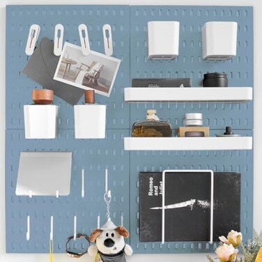 RIVTUN WallMounted Pegboard Kit 252 x 252 Organizer Panel Large CostEffective NailFree Installation Blue
