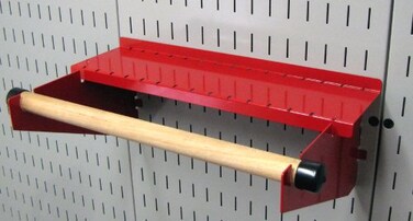 Wall Control Pegboard Paper Towel Holder and Dowel Rod Shelf Assembly for Wall Control Pegboard and Slotted Tool Board Red