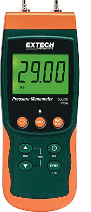 Extech SDL720 Differential Pressure Manometer Datalogger 30 psi 11 Pressure Units Dual Input USBSD Card Data Logging Backlit LCD HVAC Calibration and Industrial Applications