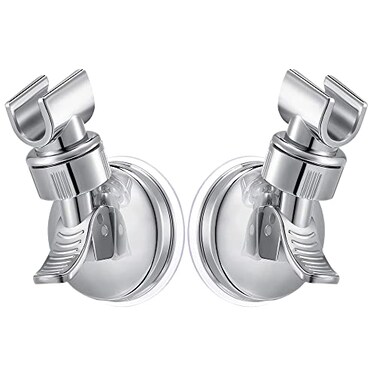 Hviww Adjustable Shower Head Holder Suction Cup Wall Mount Bracket ABS Removable Handheld Wand Holder Silver 2 Pack