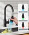 FORIOUS LED Kitchen Faucet with Soap Dispenser and Pull Down Sprayer Matte Black High Arc Single Handle 3 Modes Stainless Steel Bar Faucet for Kitchen Sink RV Laundry Camper