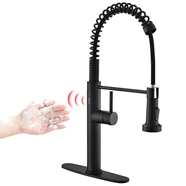 Fapully Black Kitchen Faucet with Pull Down SprayerTouchless Motion Sensor Single Handle Faucet for Kitchen Sink