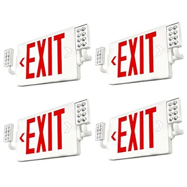 FREELICHT 4 Pack LED DoubleSided Exit Sign with Emergency Lights Adjustable LED Emergency Exit Lights with Battery Backup Hard Wired UL AC 120277V