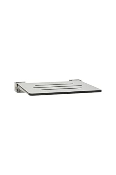 Seachrome 18 inch Silhouette Slimline Folding Wall Mount Shower Bench Seat Light Gray Seat with Silver Frame