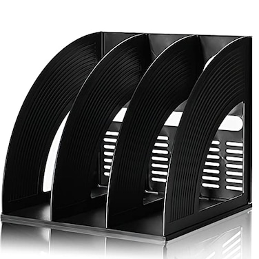 Lemical 3 Compartments Open Section Magazine File Holder Desk Organizer Book Rack Office Home Document Storage File Rack Kitchen Tool Organizer