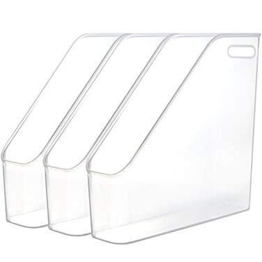 Youngever 3 Pack File Folder Bin Storage Plastic File Folder Bin Organizer with Handle