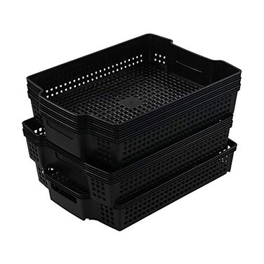 Qqbine Stackable Kitchen Office Desk File Basket Trays Black 6 Packs