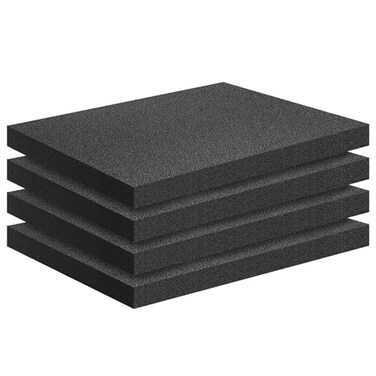 Joewuzun 4 PCS Black Foam Padding 16x12x1 Inch Polyurethane High Density Foam Cuttable Black Sheet Pad Cushioning Inserts for Packing Cases and Crafts