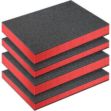 Outus 4 Pcs Cuttable Polyurethane Foam Pads Craft Foam Insert for Cases Packing Padding Camera Toolbox Storage16 x 12 x 15 Inch 16 x 12 x 2 InchRed Black