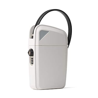 SAFEGO Portable IndoorOutdoor Lock Box Safe with Key and Combination Access Compact White