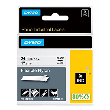 DYMO Industrial Labels 1 Flex Nylon Black on White 1734524