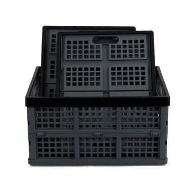 Hommp 4Pack 15 L Plastic Collapsible Storage Crates Stackable Storage Folding Crates