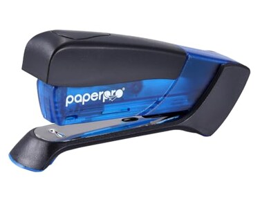 PaperPro Compact Classic Desktop Stapler 15 Sheet Capacity No Effort One Finger 80 Easier Stapling Blue