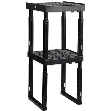 Svartur Adjustable Locker Shelf Organizer Back to School Essentials Locker Organizer for Girls Boys Expandable Height Width Stackable Durable Fits Most Standard Lockers Black Pack of 2