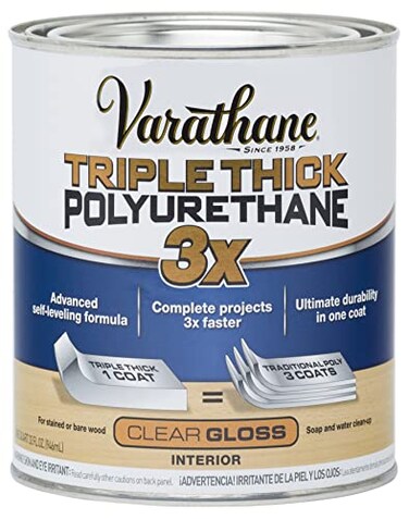 Varathane Triple Thick Polyurethane Clear Wood Finish SelfLeveling Formula Scratch And Stain Resistance Durability In One Coat Gloss Quart