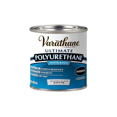 Varathane WaterBased CrystalClear Ultimate Polyurethane Interior Wood Protection Fast Dry Time Easy Clean Up Satin Half Pint