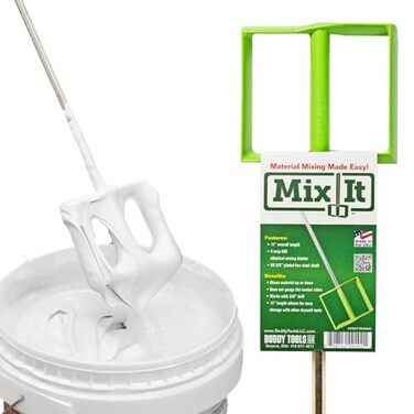 Buddy Tools LLC Buddy Tools Mix It 18 Length Mud Mixer with Durable ABS Paddle Efficient Paint Mixer for Drill EasytoUse RustResistant Mixing Paddle for Mud Paint and More