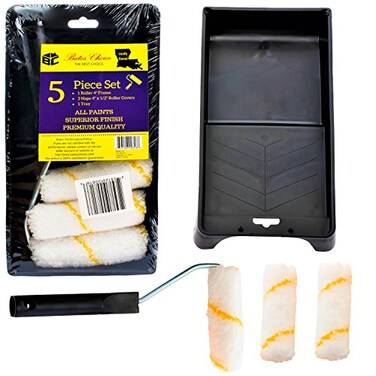 Bates Choice Bates Paint Tray Set 4 inch Paint Roller Paint Tray Foam Roller Roller Brush SmallMini 4 House Painting Supplies Paint Roller Covers Roller Frame Roller Naps