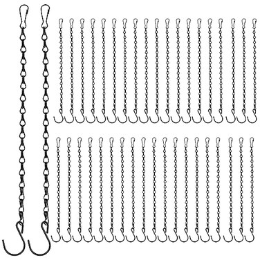 MOUYAT 40 Pack 10 Inch Black Plant Hanging Chains Heavy Duty Hanging Basket Chains with Hooks Plant Hanger Extender Chain for Baskets Bird Feeder Wind Chime