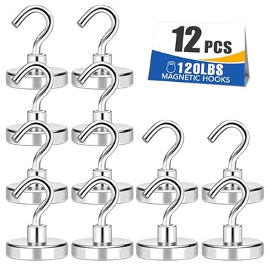 MIKEDE Medal Holders 12PCS Magnetic Hooks 120LBS Display Hanger Heavy Duty Magnet Hook Strong Neodymium
