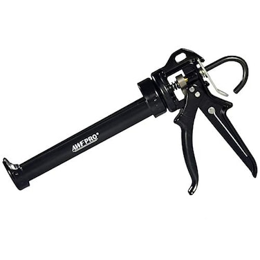 AWF PRO Heavy Duty Caulk Gun 181 Thrust Ratio Steel Frame Construction Rotating Barrel Ladder Hook Puncture Tool No Drip Pressure Release Tab 10 oz Caulking Gun