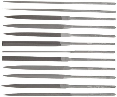 Nicholson 37761 12 Piece Needle File Set with Handles Swiss Pattern Double Cut 2 Coarseness 614 Length