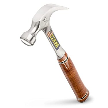 ESTWING Hammer 16 oz USA Made Curved Claw Hammer with Smooth Face Genuine Leather Grip E16C