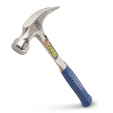 ESTWING Hammer 20 oz USA Made Straight Rip Claw Hammer with Smooth Face Shock Reduction Grip E320S