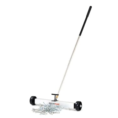 GREATMAG Rolling Magnetic Sweeper Magnetic Pickup Tool Magnetic Sweeper with Wheels Nail Magnet Sweeper 17 inch Heavyduty Magnetic Lawn Yard Sweeper Capacity with Quick Release