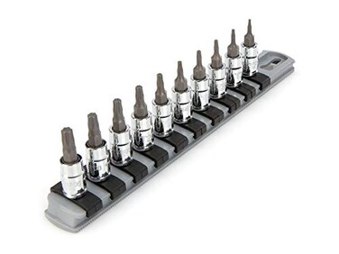 TEKTON 14 Inch Drive Torx Bit Socket Set with Rail 10Piece T6T30 SHB90103