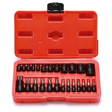 Mayouko 25PCS 143812 Drive Torx Bit and External Socket Set12 Female ETorx Sockets and 13 Star Socket Bits