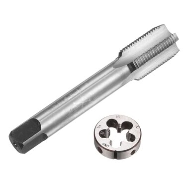 uxcell 2pcs Tap and Die Set 3416 UNF Left Hand Thread Tap Round Die Tapping Threading Tool Tap Die Kit for Nut Screw Bolt Thread Repair
