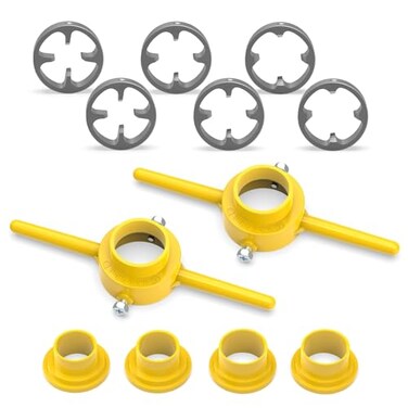 MEANLIN 2PCS PVC Thread Maker Tool NPT Die Set Pipe Threader Plumbing Tool Pipe Threader Kit with 3 Dies12 34 1