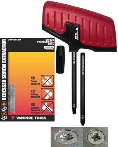 VAMPLIERS Recessed Screw Extractor Phillips Screw Head 2 Bit Set Made in Japan Specially Designed to Remove DamagedStripped Countersunk Flathead Screws High Torque Handle Grip