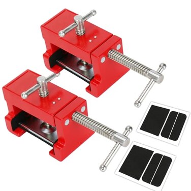 Sebupar Cabinet Clamps Cabinet Installation Cabinetry Clamps Face Frame Clamps Tools with Two Side Screws and Alignment Plate 2 Pack Up to 440 lbs Load Capacity Red