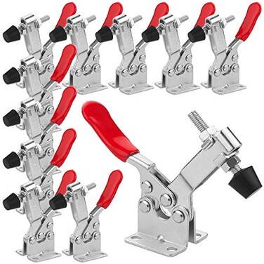 AConnet Adjustable Toggle Clamp 12 Pack 201B Style Quick Release Toggle Latch Hold Down Clamp Antiskid Red Horizontal Clamps 360Lbs Holding Capacity Quick Release Woodworking Tool
