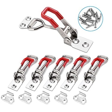 E-TING ETING 6Pack 4001 330Lbs Holding Capacity Adjustable Toggle Latch Clamp Smoker Latch Clamps 150Kg Quick Release Pull Latch 24 Screws for Various Tool Box