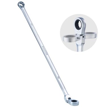 toolant 10mm Extra Long Ratcheting Wrench Flex Head Fixed Offset Head Double Box End Combination Wrench CRV Steel