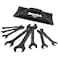 DURATECH SuperThin Open End Wrench Set SAE 8Piece14 to 1116 Black Electrophoretic Coating with Rolling Pouch