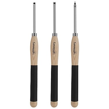 Savannah Carbide Turning Tool Large Size 3 Piece Set All 3 Turning Tools Includes Diamond Shape Round and Square Turning Tools With Comfort Grip Handles