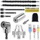 FOUUA Flexible Drill Bit Extension and Universal Socket Wrench Tool Set Hex Shank 105 Right Angle Drill Attachmen 3pcs 14 38 12 Universal Socket Adapter Set and Screwdriver Bit Kit