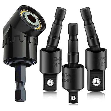 CIGOTU Right Angle Drill Adaptor4in1 Impact Drill Bit Extension360 Rotatable 14 38 12 Impact Grade Socket Adapter Set105 Degree Angle Screwdriver Drill Bit for Household Workplace Industry