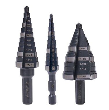 Jerax tools 12 78 138 Step Drill Bit Set Straight Grooved Double Fluted M2 High Speed Steel Drill bits for Hole Drilling in Stainless Steel Copper Aluminum WoodPlastic