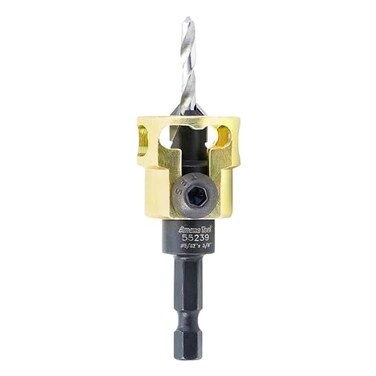 Amana Tool Carbide Tipped Adjustable Countersink with Depth Stop 55239 38 Dia x 49 Degree Angle x 14 Shank Includes Replacement Drill Bit 630230