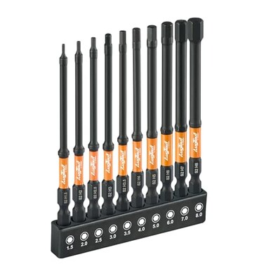 toolant Impact Hex Head Allen Wrench Drill Bit Set 10pcs Metric 14 HexShank S2 Steel Hex Bits Set CNC Machined Tips with Magnetism 4 Long with Storage Box