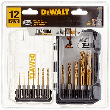 DEWALT Drill Bit Set Titanium Impact Ready Ideal for Metal Wood and Plastic 12 Piece DD5152