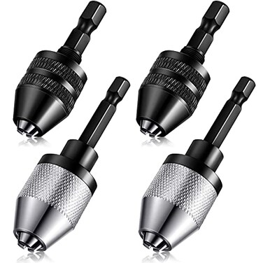 Honoson Keyless Drill Chuck Bit 14 Inch Hex Shank Keyless Drill Chuck Fast Change Converter Extension Screwdriver Adapter in 0365 Mm 0336 mm for Tool Attachment4 Pieces